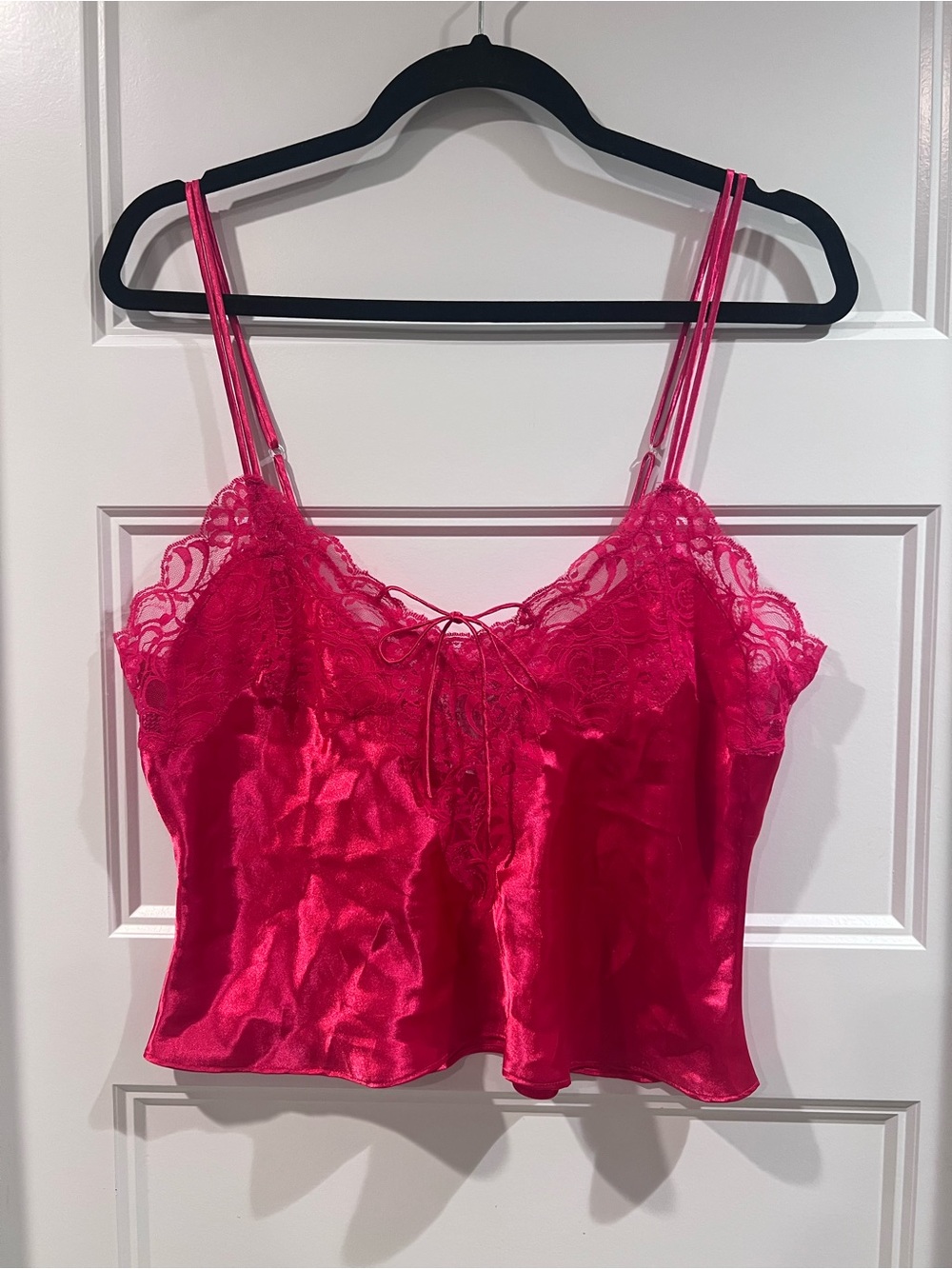 Y2K Victoria's Secret Hot Pink Satin Lace Cami